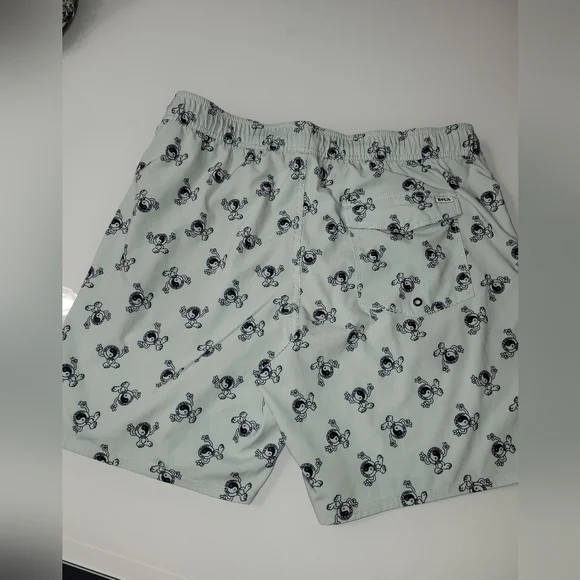 RVCA Men's Swim Shorts - Light Gray with Black Print - Picture 6 of 8